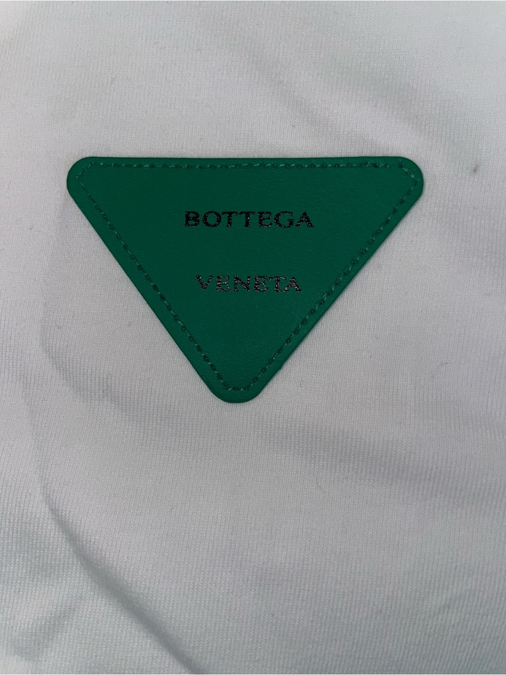 Bottega Veneta White Short-Sleeve Tee with Green Triangle Logon Mens XXL - Picture 2 of 6